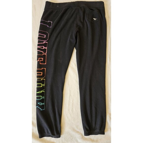 Victorias Secret PINK RAINBOW GRAPHIC SKINNY Jogger Sweatpants Pants Size Small - Picture 5 of 9